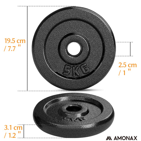 1 inch 4 x 5 KG Plates Cast Iron Weight Set