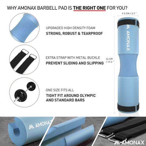 Barbell Pad for Squat and Hip Thrusts - Light Blue